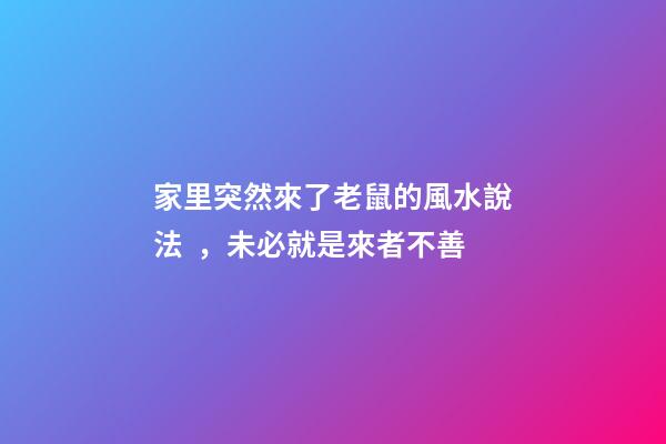 家里突然來了老鼠的風水說法，未必就是來者不善